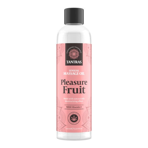 Ulei de masaj TANTRAS Pleasure Fruit, cu vitamina E și uleiuri naturale, aromă de patchouli și vanilie, 150 ml (roz)