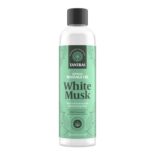 Ulei de masaj TANTRAS White Musk, cu vitamina E și uleiuri naturale, aromă de iasomie, santal și vanilie, 150 ml (verde)