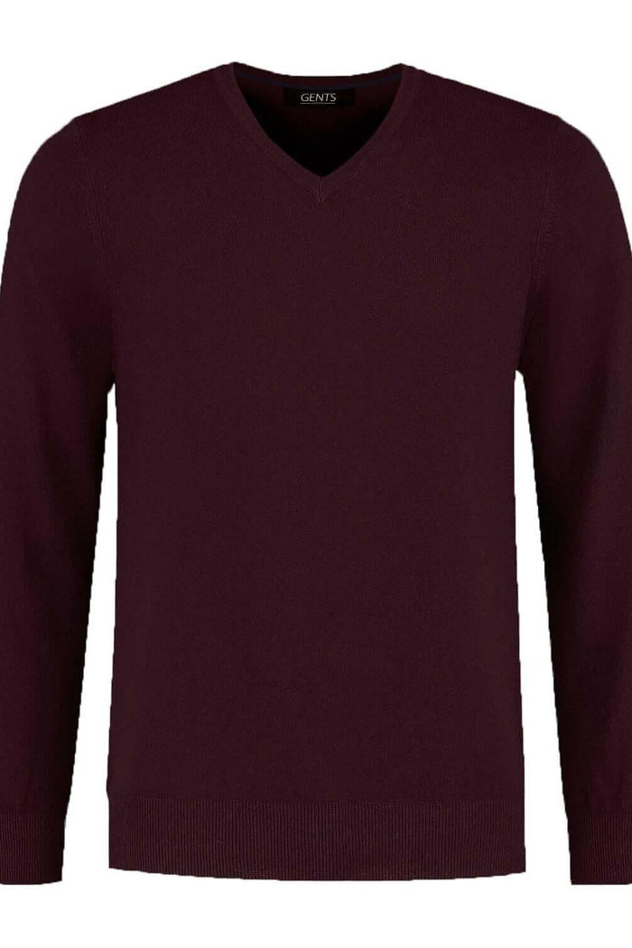 V-neck melange wijnrood
