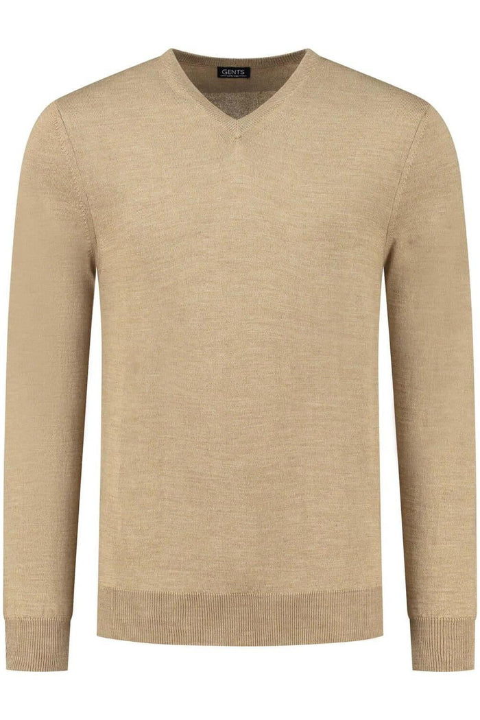 V-neck merinoblend camel