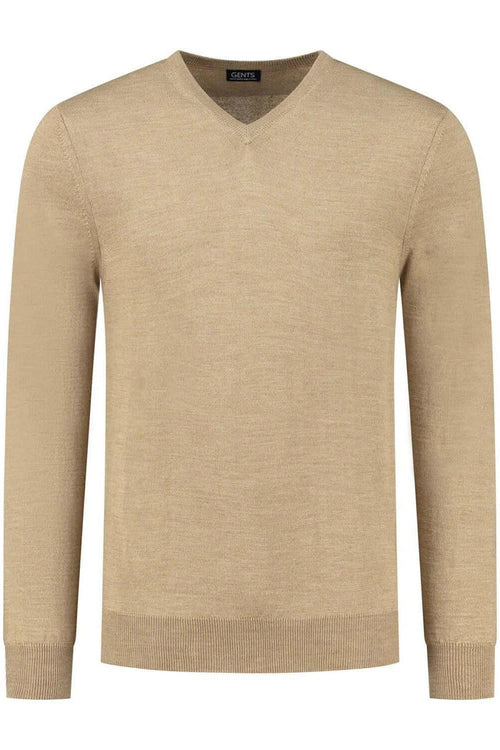 V-neck merinoblend camel