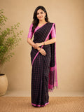 Indiehaat | Black Khadi Cotton Handloom Saree