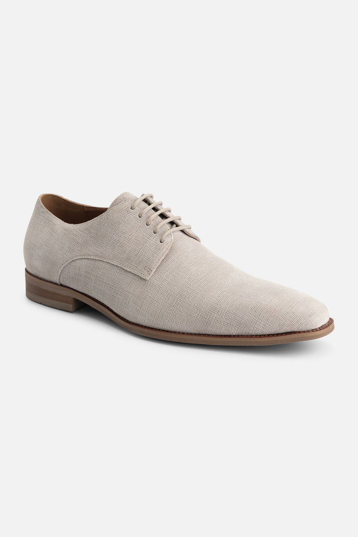 Veterschoen suede structuur lichtgrijs