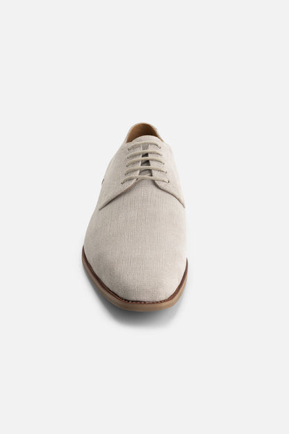 Veterschoen suede structuur lichtgrijs