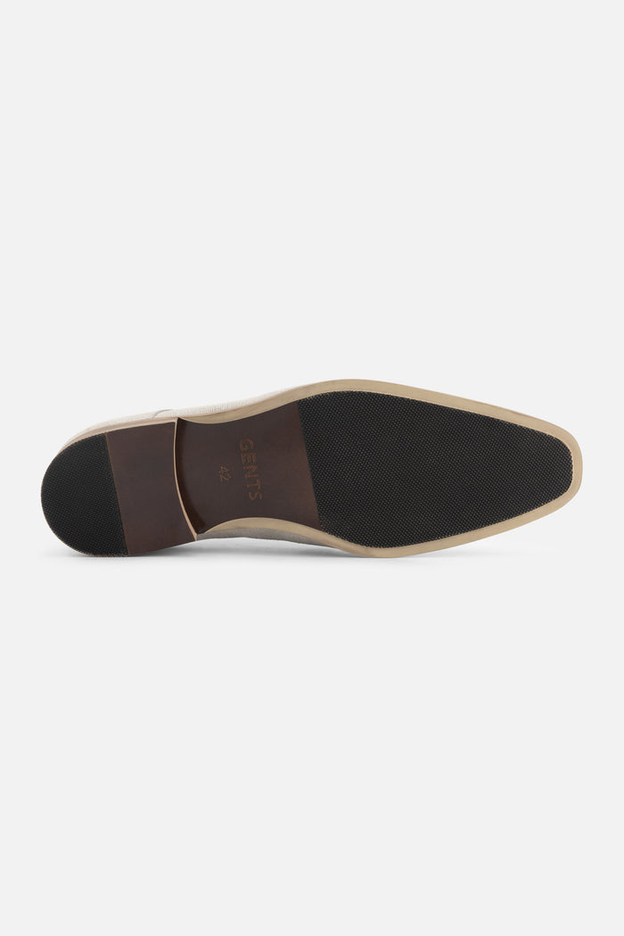 Veterschoen suede structuur lichtgrijs