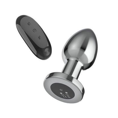 Vibrator anal INTENSE Vibrating Anal Plug L, control prin telecomandă, 10 funcții de vibrație, lungime 10.1 cm, argintiu
