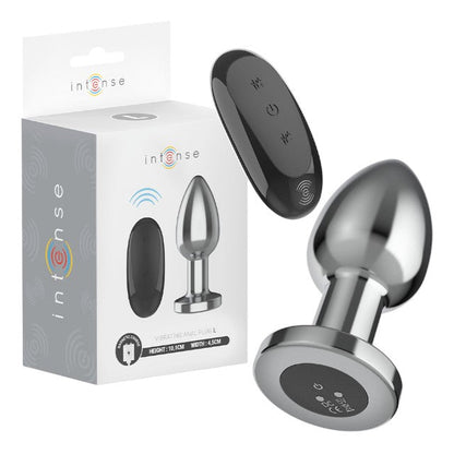 Vibrator anal INTENSE Vibrating Anal Plug L, control prin telecomandă, 10 funcții de vibrație, lungime 10.1 cm, argintiu