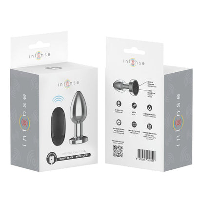 Vibrator anal INTENSE Vibrating Anal Plug L, control prin telecomandă, 10 funcții de vibrație, lungime 10.1 cm, argintiu