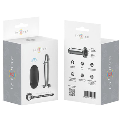 Vibrator anal INTENSE Vibrating Anal Plug S, control prin telecomandă, 10 funcții de vibrație, lungime 10 cm, argintiu