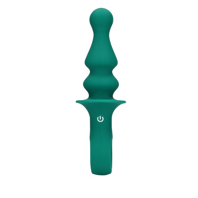 Vibrator anal LOVELINE Pawn Shaped Anal Vibrator, cu 12 funcții de vibrație, lungime 16.5 cm, diametru 3.4 cm, verde