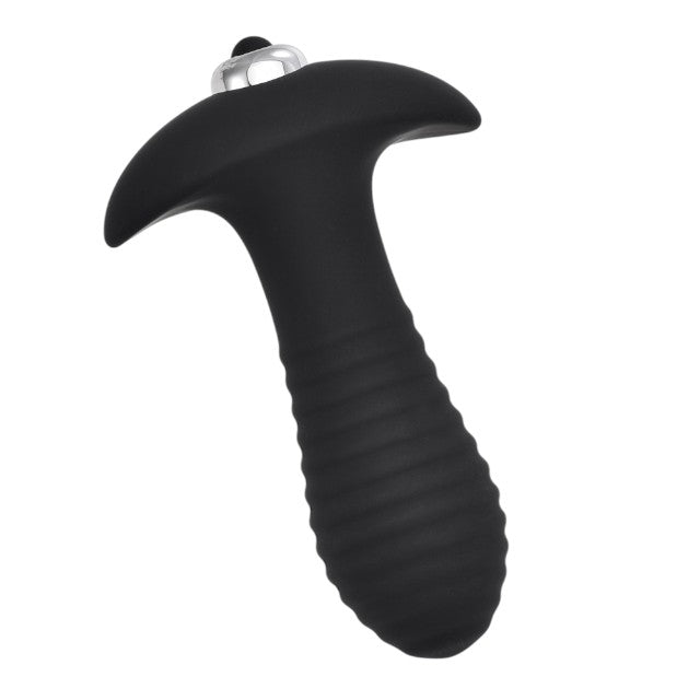 Vibrator anal LOVING JOY Swirl Vibrating Butt Plug, 7 funcții de vibrație, lungime inserabilă 8 cm, diametru 3 cm, negru