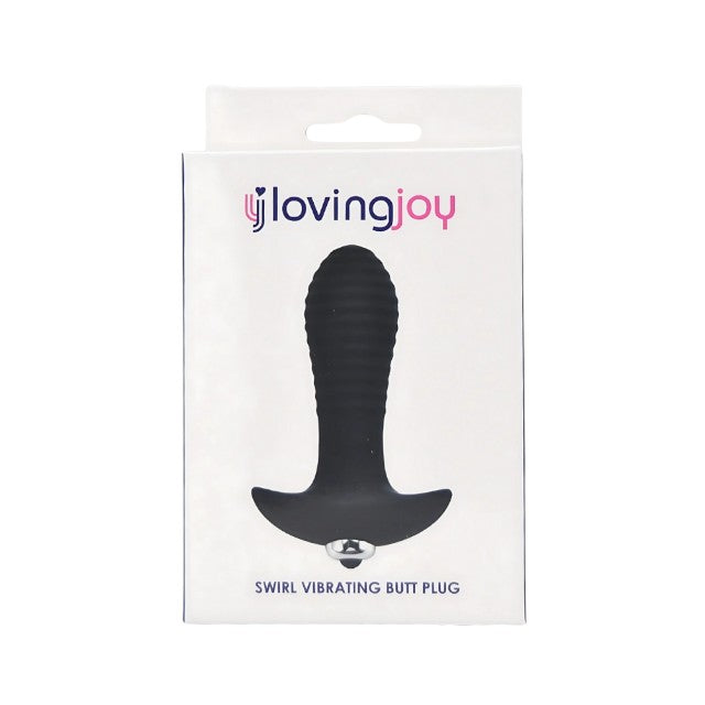 Vibrator anal LOVING JOY Swirl Vibrating Butt Plug, 7 funcții de vibrație, lungime inserabilă 8 cm, diametru 3 cm, negru