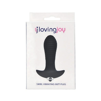 Vibrator anal LOVING JOY Swirl Vibrating Butt Plug, 7 funcții de vibrație, lungime inserabilă 8 cm, diametru 3 cm, negru
