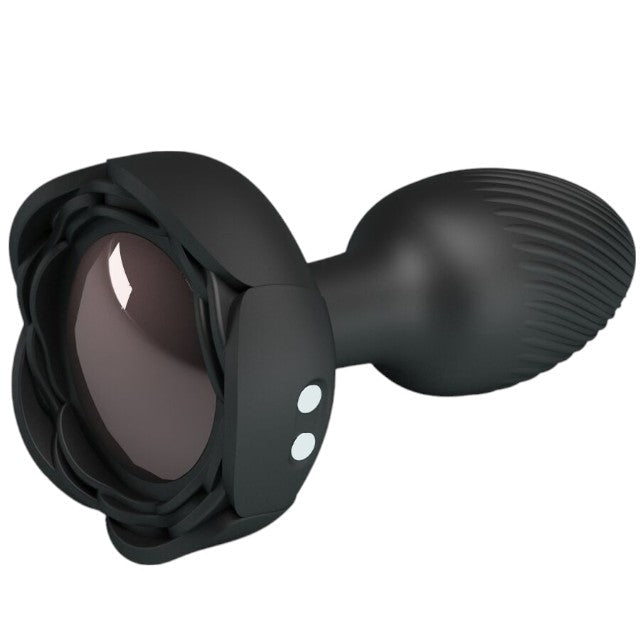 Vibrator anal PRETTY LOVE Olman, bază cu lumini LED, 10 funcții de vibrație, rezistent la apă, diametru 3 cm, negru