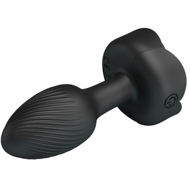 Vibrator anal PRETTY LOVE Olman, bază cu lumini LED, 10 funcții de vibrație, rezistent la apă, diametru 3 cm, negru