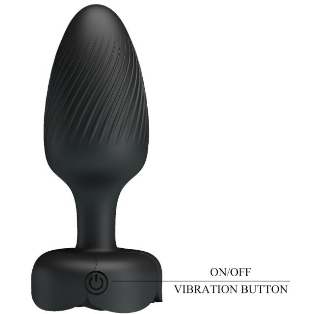 Vibrator anal PRETTY LOVE Osborn, bază cu lumini LED, 10 funcții de vibrație, rezistent la apă, diametru 3.4 cm, negru