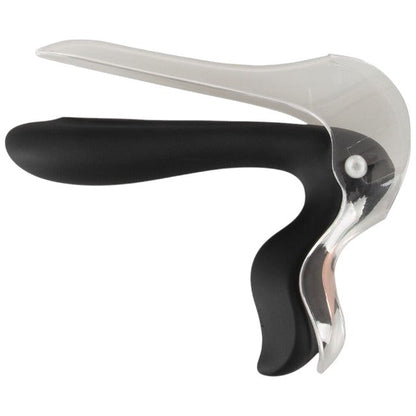 Vibrator BAD KITTY Vibrating Speculum, în formă de specul cu lumină LED, 10 funcții de vibrație, lungime 13.7 cm, negru