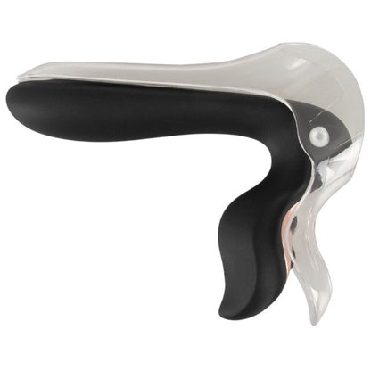 Vibrator BAD KITTY Vibrating Speculum, în formă de specul cu lumină LED, 10 funcții de vibrație, lungime 13.7 cm, negru