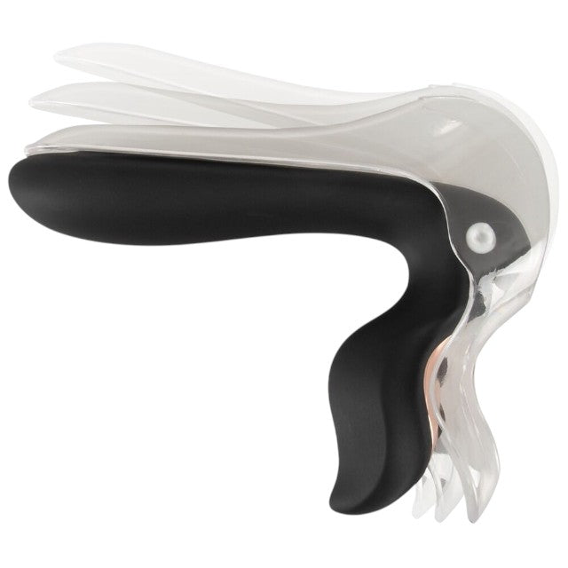 Vibrator BAD KITTY Vibrating Speculum, în formă de specul cu lumină LED, 10 funcții de vibrație, lungime 13.7 cm, negru