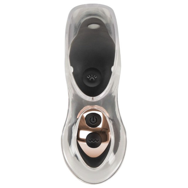 Vibrator BAD KITTY Vibrating Speculum, în formă de specul cu lumină LED, 10 funcții de vibrație, lungime 13.7 cm, negru