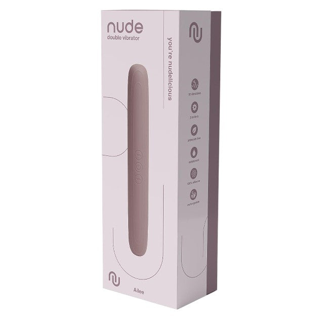 Vibrator DREAMTOYS Nude Ailee Double Vibrator, cu două capete, 10 funcții de vibrație, rezistent la apă IPX6, mov
