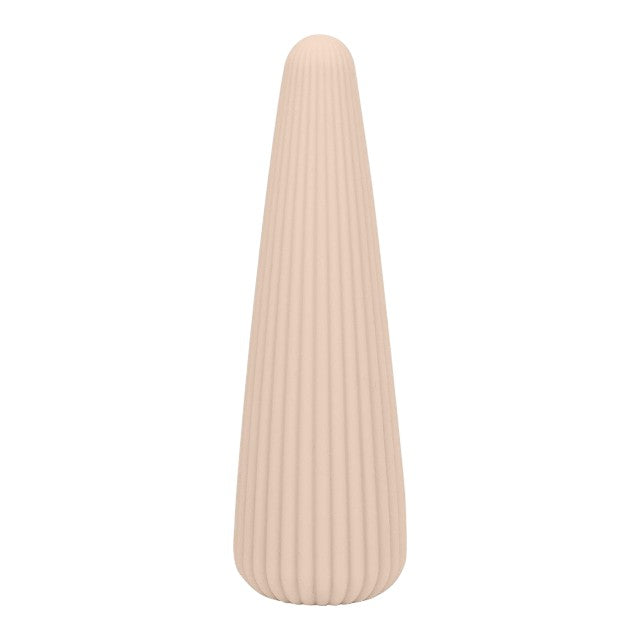 Vibrator DREAMTOYS Nude Zina, în formă de con, cu striații verticale, 10 funcții de vibrație, lungime 12.5 cm, crem