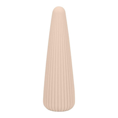Vibrator DREAMTOYS Nude Zina, în formă de con, cu striații verticale, 10 funcții de vibrație, lungime 12.5 cm, crem