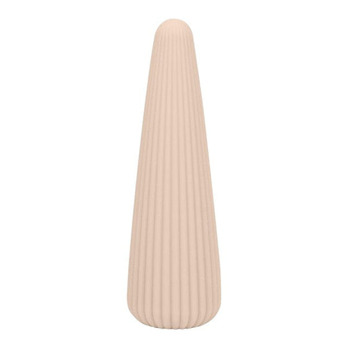 Vibrator DREAMTOYS Nude Zina, în formă de con, cu striații verticale, 10 funcții de vibrație, lungime 12.5 cm, crem