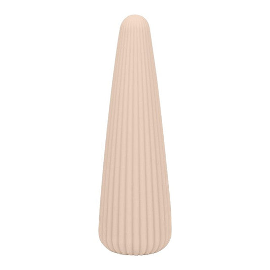 Vibrator DREAMTOYS Nude Zina, în formă de con, cu striații verticale, 10 funcții de vibrație, lungime 12.5 cm, crem