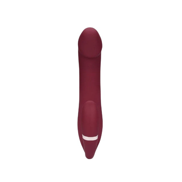 Vibrator dublu LOVELINE Bendable Vibrating Strapless Strap-On, strap-on fără ham, 20 funcții de vibrație, 19 cm, roșu