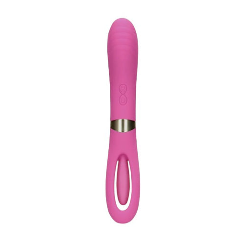 Vibrator dublu LOVELINE Double-Sided Flapping and G-Spot Vibrator, cu funcție de lovituri ritmice, 20 funcții de vibrație, roz