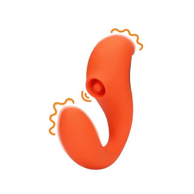 Vibrator dublu LOVELINE G-Spot Vibrator with Clitoral Pulse Wave, cu pulsații, 20 funcții de vibrație, portocaliu
