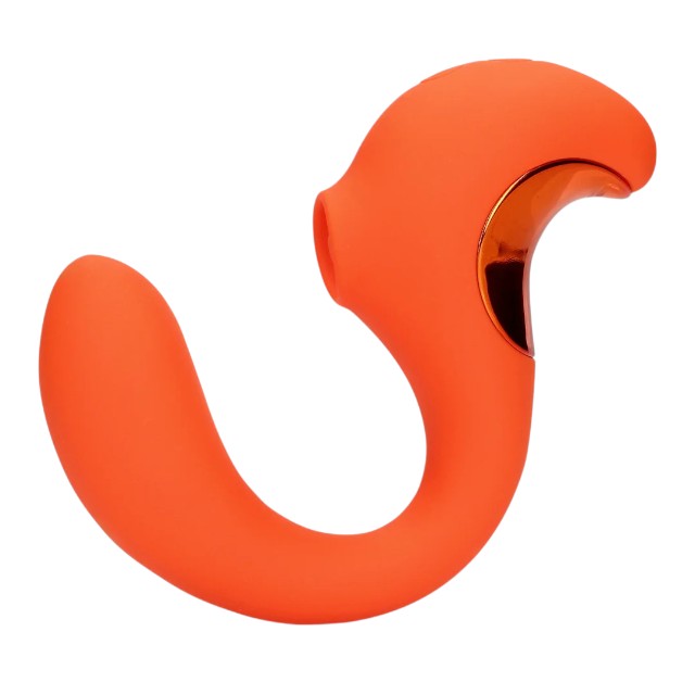 Vibrator dublu LOVELINE G-Spot Vibrator with Clitoral Pulse Wave, cu pulsații, 20 funcții de vibrație, portocaliu