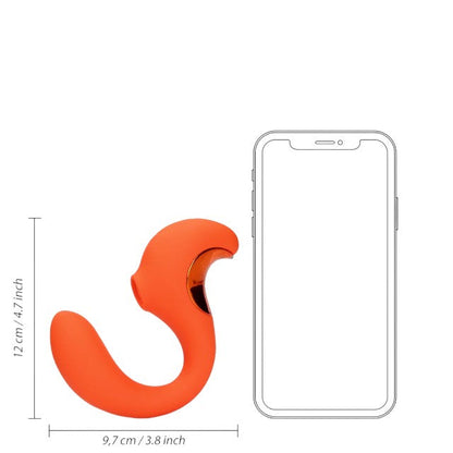 Vibrator dublu LOVELINE G-Spot Vibrator with Clitoral Pulse Wave, cu pulsații, 20 funcții de vibrație, portocaliu