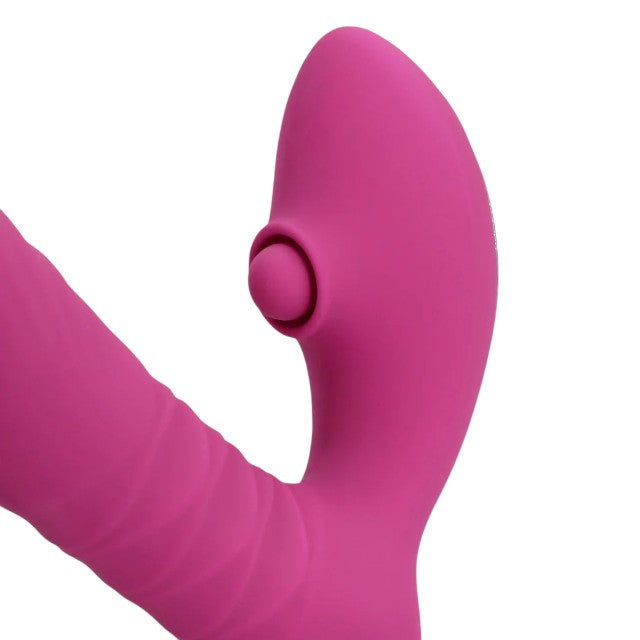 Vibrator dublu LOVELINE Thrusting and Tapping, cu funcție de penetrare automată, 22 funcții de vibrație, culoarea roz