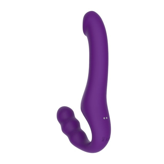 Vibrator dublu MINA Echo Remote, strap-on fără ham, control prin telecomandă, 10 funcții de vibrație, 24 cm, mov