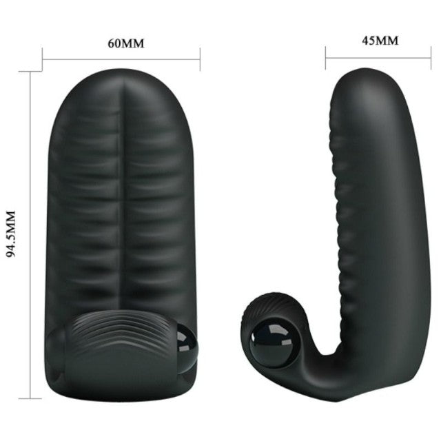 Vibrator dublu pentru deget PRETTY LOVE Abbott, pentru stimulare vaginală și clitoridiană, negru