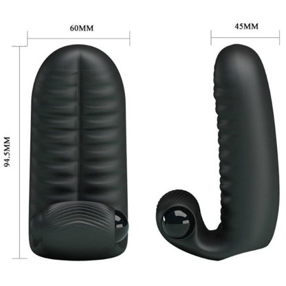 Vibrator dublu pentru deget PRETTY LOVE Abbott, pentru stimulare vaginală și clitoridiană, negru