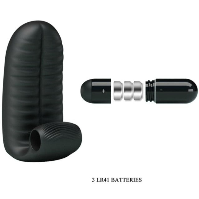 Vibrator dublu pentru deget PRETTY LOVE Abbott, pentru stimulare vaginală și clitoridiană, negru