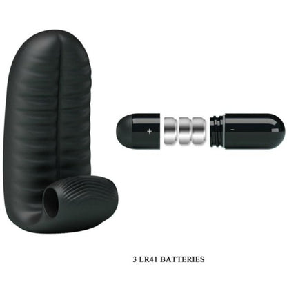 Vibrator dublu pentru deget PRETTY LOVE Abbott, pentru stimulare vaginală și clitoridiană, negru