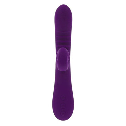 Vibrator dublu PLAYBOY Curlicue, cu striații și stimulator clitoris curbat, 10 funcții de vibrație, rezistent la apă, mov