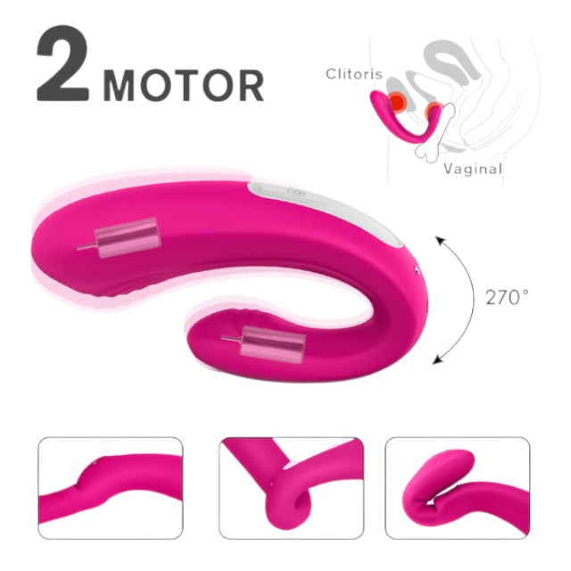 Vibrator dublu TOYZ4LOVERS Elys Be Amazed, control prin telecomandă, 9 funcții de vibrație, rezistent la apă, roz