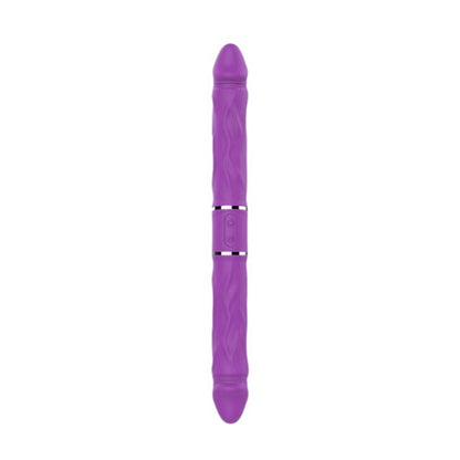Vibrator dublu TOYZ4LOVERS Elys Cupid Arrow, cu 2 capete pentru jocuri în cuplu, cu telecomandă, 35 cm, mov