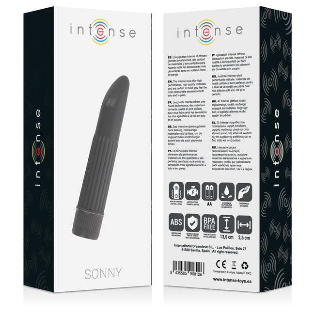 Vibrator INTENSE - SONNY, Negru, din ABS, 13,5cm