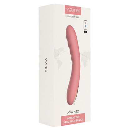 Vibrator interactiv SVAKOM AVA NEO, control prin aplicație, 5 funcții de penetrare automată, 5 funcții de vibrație, roz