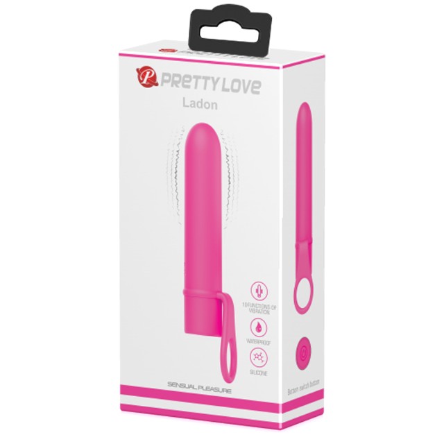 Vibrator mini PRETTY LOVE Ladon, 10 funcții de vibrație, rezistent la apă, lungime 13.5 cm, roz