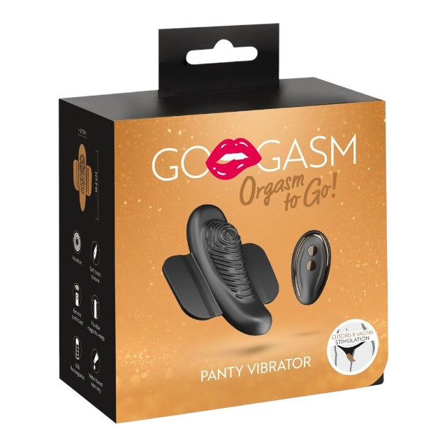 Vibrator pentru chilot GOGASM Panty Vibrator, cu aripi magnetice, control prin telecomandă, 10 funcții de vibrație, negru