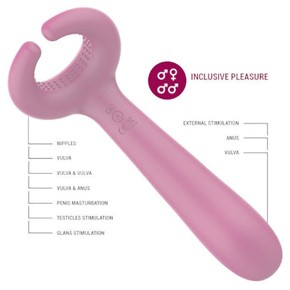 Vibrator pentru cupluri INTENSE Rowan, cu 10 funcții de vibrație, din silicon moale, rezistent la apă, culoare roz închis