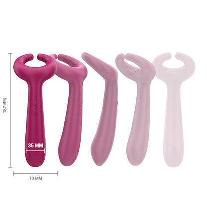 Vibrator pentru cupluri INTENSE Rowan, cu 10 funcții de vibrație, din silicon moale, rezistent la apă, culoare roz închis