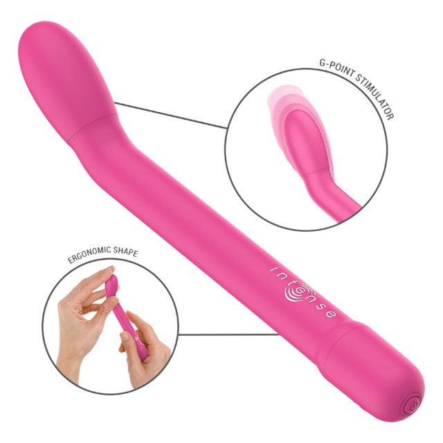 Vibrator pentru punctul G INTENSE Karlie, 10 funcții de vibrație, lungime 19 cm, culoare roz